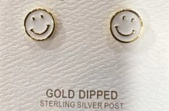 Bari Lynn White Smiley Face Stud Earring