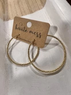 Haute Mess Jewelry 2mm Gold Bead Hoop Earrings Gifts