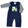 Three Sisters Fall New Arrivals Green Tractor Applique Boys Romper