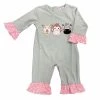 Three Sisters Fall New Arrivals Zoo Day Applique Girls Romper