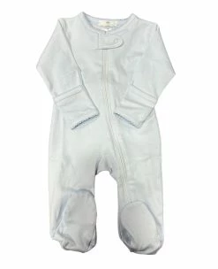 Baby Registry Blue Zipper Pima Footie