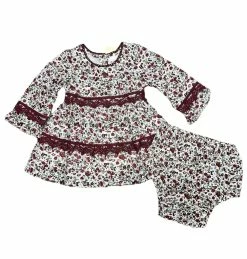 Yo Baby Fall Plum Floral Bloomer Set