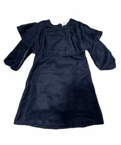 Yo Baby Fall New Arrivals Navy Velour Collared Dress