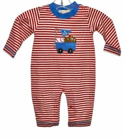 Luigi Fall Baseball Wagon Striped Romper