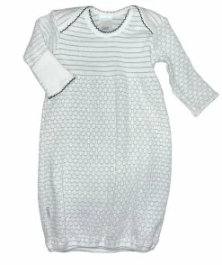 Paty Grey W/Navy Blue Trim Pinstripe Gown Infant Clothing