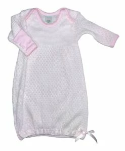 Paty Pink Pima Trim Pink Gown Infant Clothing