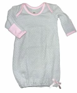 Baby Registry Paty Grey Gown W/Pink Trim
