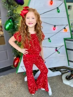 Bratty Maddy Red Sequin Top 50% Off Fall Clothing