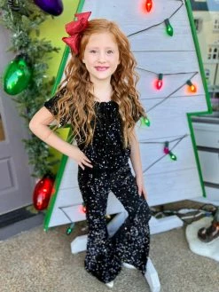 Bratty Maddy Black Sequin Top 50% Off Fall Clothing