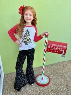 Bratty Maddy 50% Off Fall Clothing Black Sequin Bell Bottom Pant