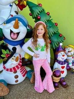 Bratty Maddy Pink Sequin Bell Bottom Pants