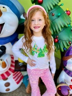 Bratty Maddy Pink Sequin Bell Bottom Pants