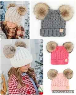 CC Beanie CC Kids Double Fur Pom Beanie