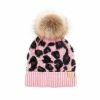 CC Beanie Kids CC Baby Pink Leopard Fur Pom Beanie Gifts