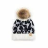 CC Beanie Kids CC Ivory Leopard Fur Pom Beanie