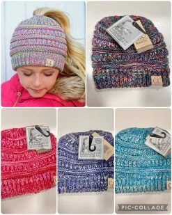 CC Beanie Kids CC 4-Tone Messy Bun Beanie Gifts