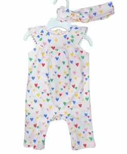 Little Me Spring Hearts Jumpsuit W/Headband
