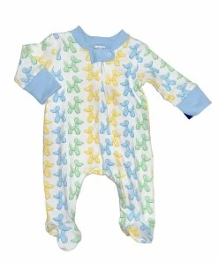 Magnolia Baby Infant Clothing Blue Balloon Dogs Printed Zip Footie