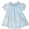 Petit Bebe/Petit Ami/Claire & Charlie Spring/Summer 2023 Lily Bishop Blue Poplin W/Pink Smocking