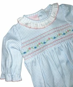 Petit Bebe/Petit Ami/Claire & Charlie Spring/Summer 2023 Priscilla Girls Sac Blue Gingham Knit