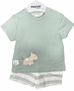 Mayoral Spring Spring/Summer 2023 Sage Pony Striped Short Set