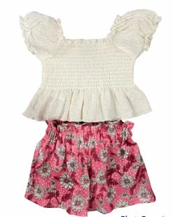 Mayoral Spring Spring/Summer 2023 Peony Smock Top/Floral Short Set