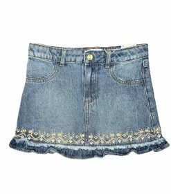 Mayoral Spring Med Wash Denim Skirt W/Embellishment Spring/Summer 2023