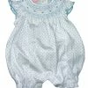 Petit Bebe/Petit Ami/Claire & Charlie Andrea Blue Dot Smocked Bubble