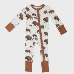 Angel Dear Fall Bison 2 Way Zipper Romper