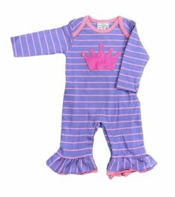 Three Sisters Fall New Arrivals Crown Applique Girls Romper
