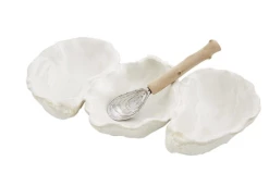 Mudpie Decor Oyster Shaped Triple Dip Set