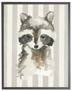 Antique Curiosities Raccoon In Grey Frame Decor