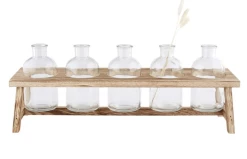 Mudpie Decor Glass Vase Wood Stand