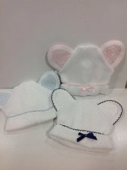 Paty WHITE BEAR CAP W/TRIM Infant Clothing