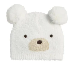 Mudpie Accessories IVORY FUZZY BEAR KNIT HAT Baby Accessories