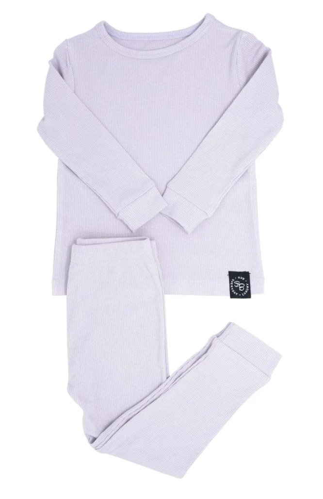 Best deal ๐ Sweet Bamboo Orchid Hush Ribbed Kid Pj Set โญ 1 Sweet Bamboo Orchid Hush Ribbed Kid Pj Set