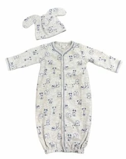 Kissy Kissy Infant Clothing Puppy Print Conv. Gown W/Hat