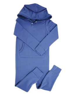 Sweet Bamboo Infant Clothing Bijou Blue Hooded Pocket Romper
