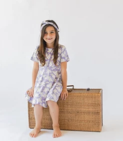 Sweet Bamboo Swirly Girl Dress Purple Hibiscus