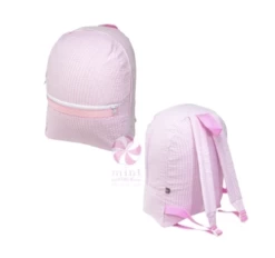 Oh Mint Pink Seersucker Medium Backpack