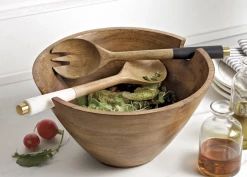 Mudpie Decor Wood Bowl W/Server SET