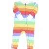Sweet Bamboo Piped Zipper Romper Rainbow Stripe Infant Clothing