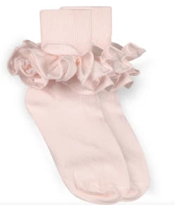Baby Registry Pink Ruffle Lace Turn Cuff Socks 1 Pair