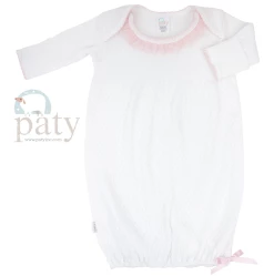 Baby Registry Paty Gown White W/Pink Chiffon