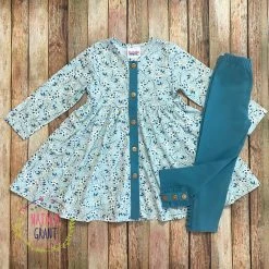 Natalie Grant Fall NG Mint Grey Floral Dress Set New Arrivals
