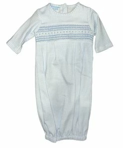 Petit Bebe/Petit Ami/Claire & Charlie Parker Blue Gingham Boy's Sac Gown