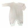 Paty Pink Solid LS Romper W/Pink Trim Infant Clothing