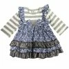 Lil Cactus Fall New Arrivals Blue/Grey Floral Dress With Bows