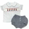 Petit Bebe/Petit Ami/Claire & Charlie Fall 75% OFF Christmas White W/Navy Stripe Toy Soldier Bloomer Set