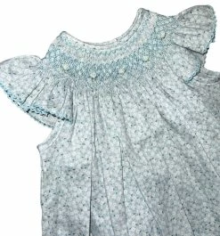 Petit Bebe/Petit Ami/Claire & Charlie Spring/Summer 2023 Clara Lt. Blue Floral Angel Wing Bloomer Set